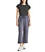 Color:Ash Navy - Image 4 - Angie Knit Cropped Wide Leg Pants
