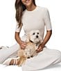 Splendid Bamboo Knit Crew Neck Quarter Sleeve Tee Shirt - Image 6