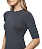 Splendid Bamboo Knit Crew Neck Quarter Sleeve Tee Shirt - Image 5