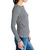 Color:Oat Heather/Navy - Image 3 - Bamboo Long Sleeve Striped Tee Shirt