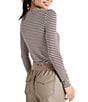 Color:Oat Heather/Chocolate - Image 2 - Bamboo Long Sleeve Striped Tee Shirt