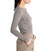 Color:Oat Heather/Chocolate - Image 3 - Bamboo Long Sleeve Striped Tee Shirt