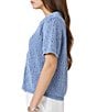 Splendid Beckham Crochet Short Sleeve Polo Top - Image 3