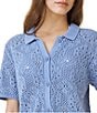 Splendid Beckham Crochet Short Sleeve Polo Top - Image 5