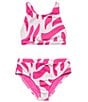 Color:Rosette - Image 1 - Big Girls 7-16 Graphic High Neck Top & Matching Hipster Bottom Two-Piece Swimsuit