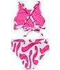 Color:Rosette - Image 2 - Big Girls 7-16 Graphic High Neck Top & Matching Hipster Bottom Two-Piece Swimsuit