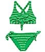 Color:Sprout - Image 1 - Big Girls 7-16 Stripe Bralette and Hipster Two Piece Swimsuit