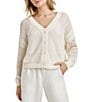 Splendid Brenda Knit V-Neck Long Sleeve Button Front Cardigan, Color:Paper - Image 1