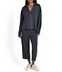 Color:Navy - Image 4 - Cassie Terry Drawstring Tie Waist Pull-On Cropped Pants