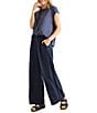 Color:Ash Navy - Image 4 - Chloe Woven Crew Neck Short Rolled Cuff Sleeve Button Front Blouse