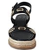 Color:Black - Image 5 - Dani Leather Platform Wedge Espadrille Sandals