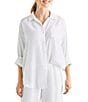 Color:White - Image 1 - Dawson Linen Blend Long Sleeve Button Down Top