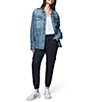 Splendid Denim Point Collar Long Sleeve Button Front Jacket, Color:Indigo - Image 3