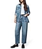 Splendid Denim Point Collar Long Sleeve Button Front Jacket, Color:Indigo - Image 5