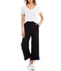 Color:Black - Image 3 - Eco Ankle Cropped Wide Leg Drawstring Pants