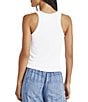 Color:White - Image 2 - Eco Supersoft Ribbed Knit Scoop Neck Sleeveless Tank Top