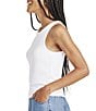 Color:White - Image 4 - Eco Supersoft Ribbed Knit Scoop Neck Sleeveless Tank Top