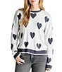Color:Stone/Ash Navy - Image 1 - Eve Heart Crew Neck Pullover Sweater