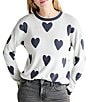 Color:Stone/Ash Navy - Image 3 - Eve Heart Crew Neck Pullover Sweater