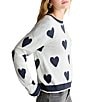 Color:Stone/Ash Navy - Image 4 - Eve Heart Crew Neck Pullover Sweater