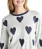 Color:Stone/Ash Navy - Image 5 - Eve Heart Crew Neck Pullover Sweater