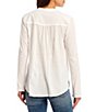 Color:White - Image 2 - Casey Split Round Neck Button Front Long Sleeve Shirt