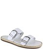 Color:White - Image 1 - Farrin Leather Flat Buckle Strap Espadrille Slides