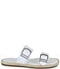 Color:White - Image 2 - Farrin Leather Flat Buckle Strap Espadrille Slides