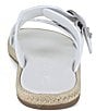 Color:White - Image 3 - Farrin Leather Flat Buckle Strap Espadrille Slides