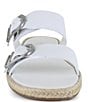 Color:White - Image 5 - Farrin Leather Flat Buckle Strap Espadrille Slides