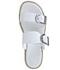 Color:White - Image 6 - Farrin Leather Flat Buckle Strap Espadrille Slides