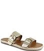 Color:Platino - Image 1 - Farrin Leather Flat Buckle Strap Espadrille Slides
