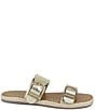 Color:Platino - Image 2 - Farrin Leather Flat Buckle Strap Espadrille Slides
