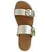 Color:Platino - Image 6 - Farrin Leather Flat Buckle Strap Espadrille Slides