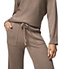 Splendid Georgie Coordinating Ribbed Knit Mid Rise Lounge Ankle Pants, Color:Cedar Brown - Image 5