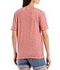 Color:Rose - Image 2 - Gleam Deep V-Neck Short Sleeve Relaxed Tee