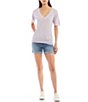 Color:Lavender - Image 3 - Gleam Deep V-Neck Short Sleeve Relaxed Tee