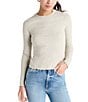 Color:Oat Heather - Image 1 - Hailey Ribbed Knit Crew Neck Long Sleeve Tee