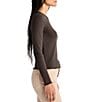 Color:Chocolate - Image 3 - Hailey Ribbed Knit Crew Neck Long Sleeve Tee