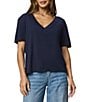 Splendid Kacey Knit Jersey Short Sleeve V-Neck Tee Shirt - Image 1
