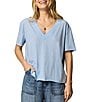 Splendid Kacey Knit Jersey Short Sleeve V-Neck Tee Shirt, Color:Sea Breeze Heather - Image 1