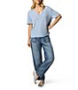 Splendid Kacey Knit Jersey Short Sleeve V-Neck Tee Shirt, Color:Sea Breeze Heather - Image 4