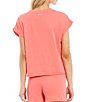Color:Coral - Image 2 - Knit Eco Crew Neck Coordinating Short Sleeve T-Shirt