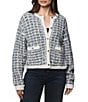Splendid Lisette Textured Knit Plaid Round Neck Long Sleeve Cropped Cardigan - Image 1