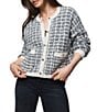 Splendid Lisette Textured Knit Plaid Round Neck Long Sleeve Cropped Cardigan - Image 5