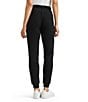 Splendid London Lounge Waffle Knit High Rise Tie Front Full Length Jogger, Color:Black - Image 2