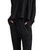 Splendid London Lounge Waffle Knit High Rise Tie Front Full Length Jogger, Color:Black - Image 4