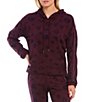 Color:Black Cherry Leopard - Image 1 - Long Balloon Sleeve Hooded Knit Leopard Print Coordinating Pullover