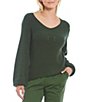 Color:Cypress - Image 1 - Long Balloon Sleeve Scoop Neckline Pullover Statement Sweater