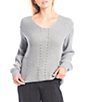 Color:Grey - Image 1 - Long Balloon Sleeve Scoop Neckline Pullover Statement Sweater